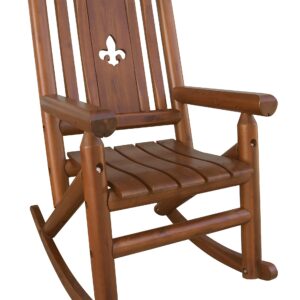 Leigh Country Amberlog Single Rocker with Fleur-De-Lis Cutout Rocking Chair, Brown