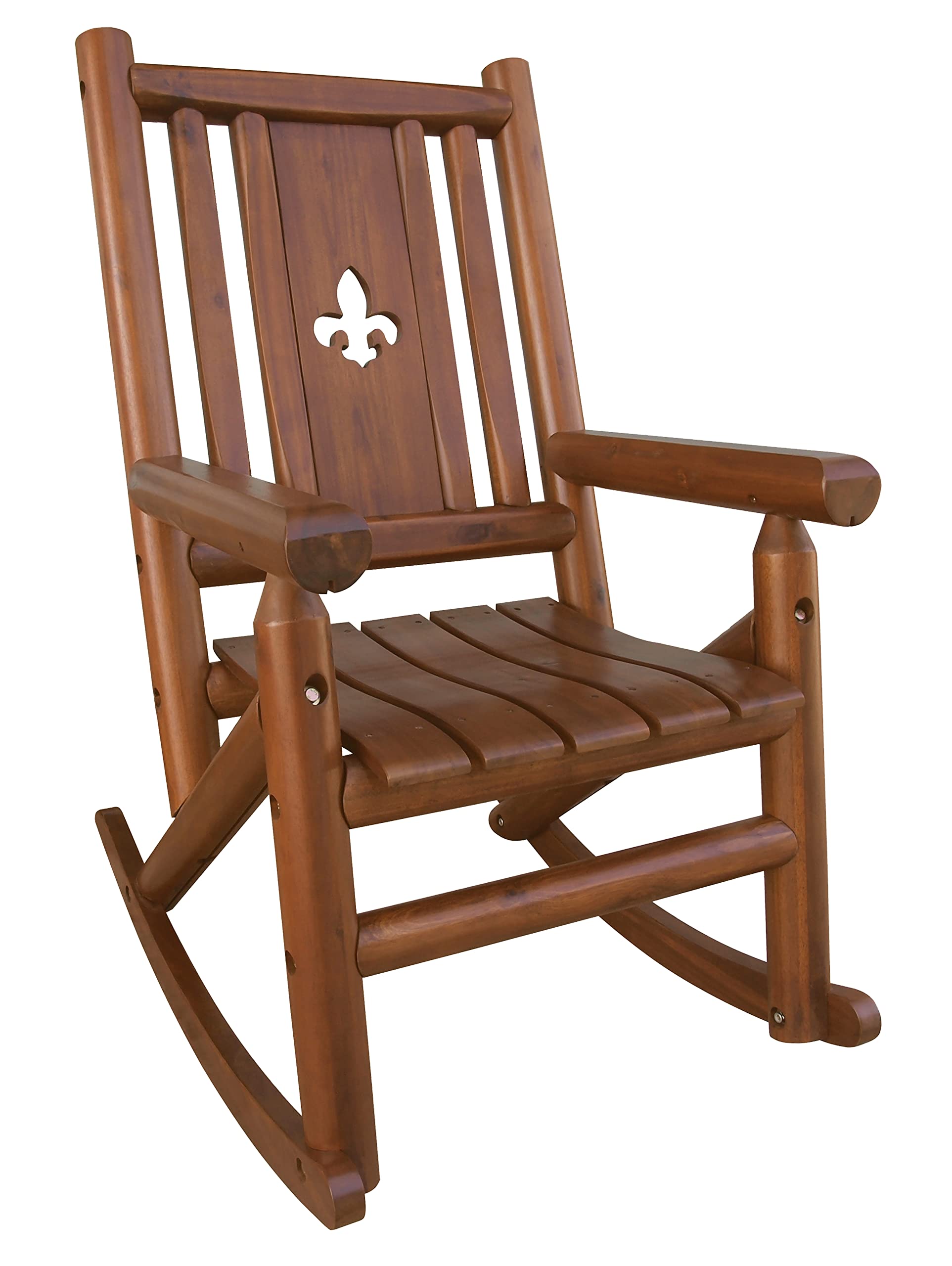 Leigh Country Amberlog Single Rocker with Fleur-De-Lis Cutout Rocking Chair, Brown