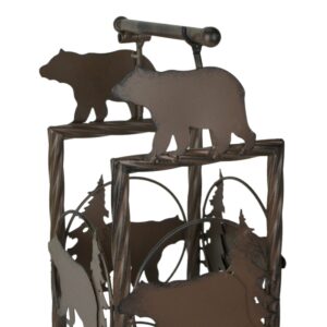 DeLeon Collections Rustic Metal Brown Bear Floor Standing Toilet Paper Holder with Extra Roll Storage, One Size