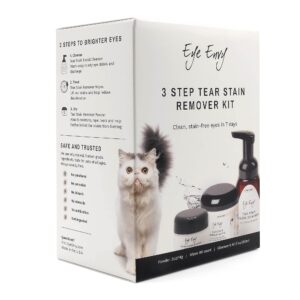 Eye Envy 3 Step Tear Stain Remover Kit for Cats | Clean, Stain-Free Eyes in 7 Days | Contains: Cleanser 8.45 fl.oz, Wipes 60 Count and Powder 0.5oz | Non-irritating and Natural