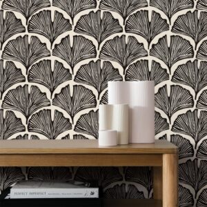 Tempaper x Novogratz Zebra Black Feather Palm Removable Peel and Stick Wallpaper, 20.5 in X 16.5 ft, Made in The USA