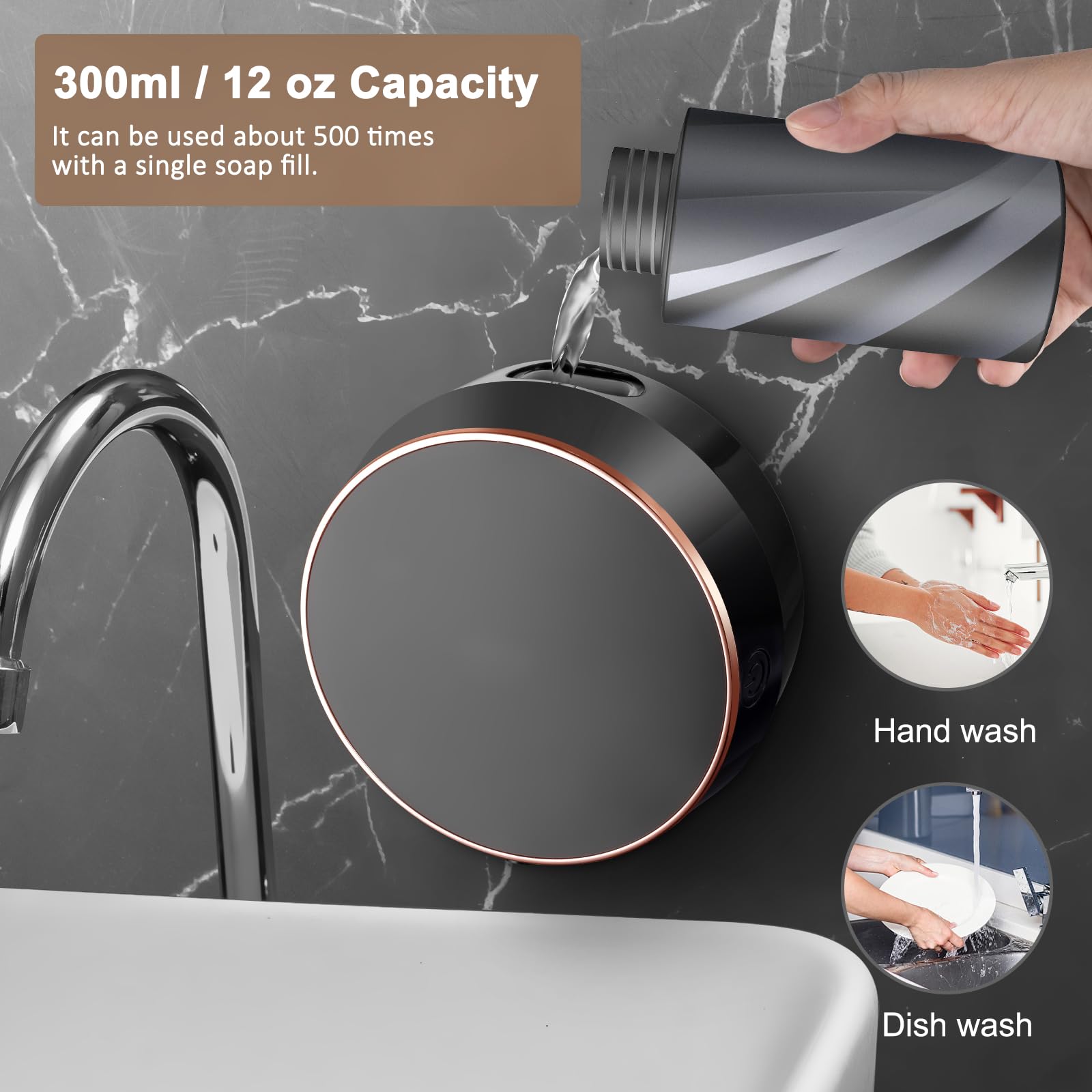 Monstake Automatic Soap Dispenser Touchless Auto Foaming Hands Free Wall Mount Foam Hand Soap Dispenser Electric Plastic Modern Rechargeable Smart Dish Soap Dispenser for Bathroom Kitchen White