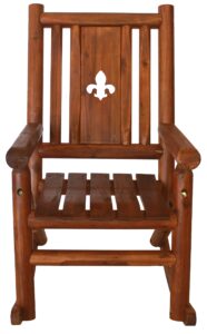 leigh country amberlog single rocker with fleur-de-lis cutout rocking chair, brown