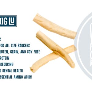 Big Lu - Cow Tail Dog Chews, All-Natural Grass-Fed Beef, Single Ingredient Treats, Rawhide-Free, 4-Inch Sticks (12 Sticks)