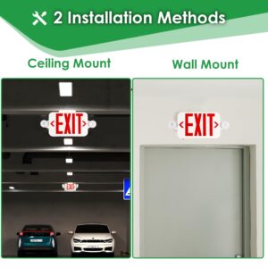 GRUENLICH LED Exit Sign Combo with Emergency Lights, Adjustable Heads and Double Sided, Battery Backup, UL 924 Qualified, AC 120-277V, Commercial Emergency Exit Light for Business- 1 Pack