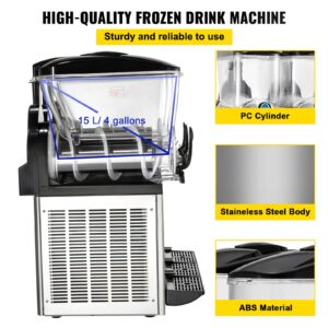 VEVOR Commercial Slushy Machine, 3x15L Tank Commercial Margarita Maker, 1200W Stainless Steel Frozen Drink Machine, Temperature Adjustment 26.6°F to 28.4°F, Perfect for Restaurants Cafes Bars