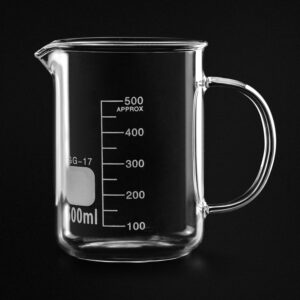 QWORK Beaker with Handle, 500ml Measuring Cup, Borosilicate Glass,Beaker Mug with Pouring Spout, 2 Pack