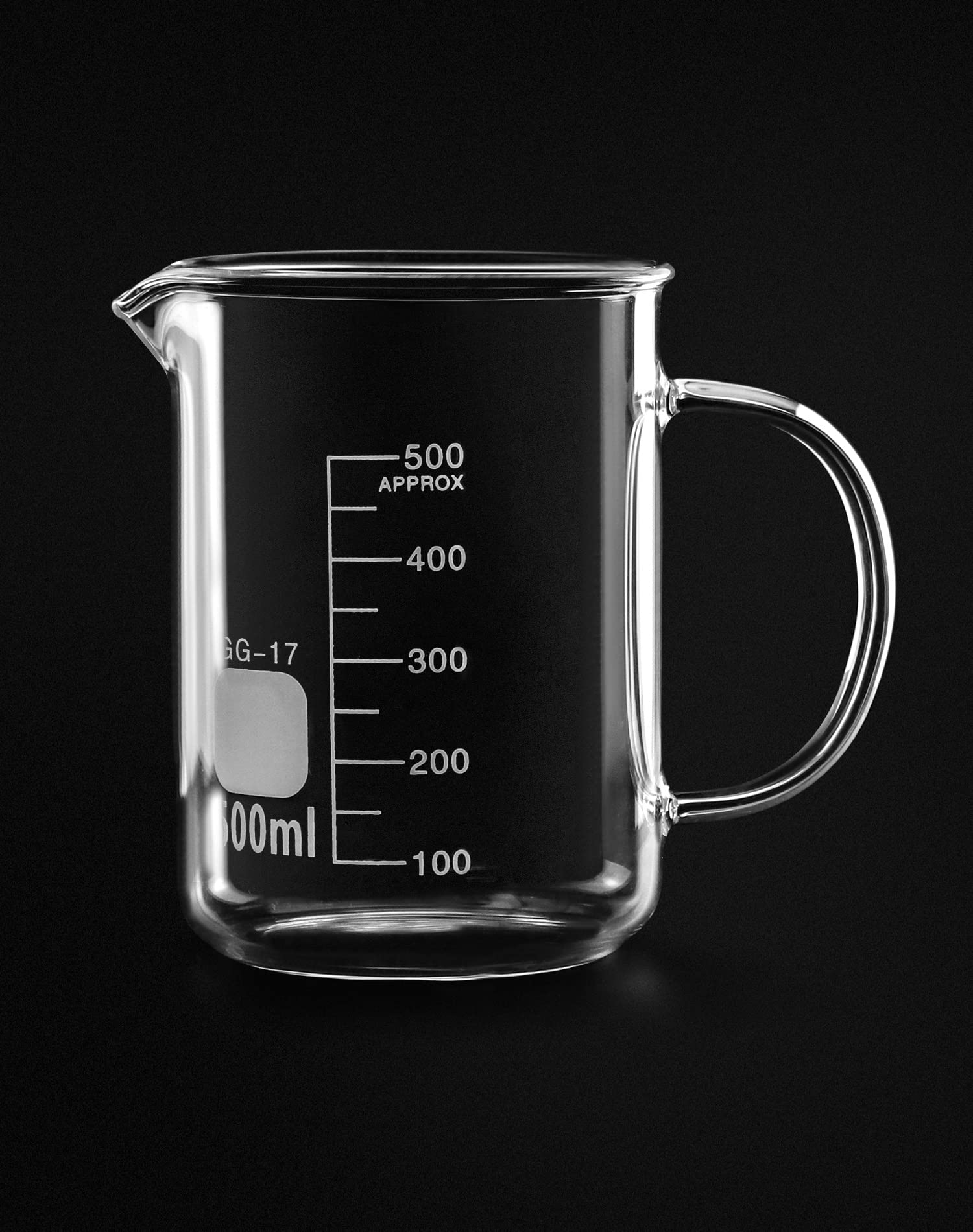 QWORK Beaker with Handle, 500ml Measuring Cup, Borosilicate Glass,Beaker Mug with Pouring Spout, 2 Pack