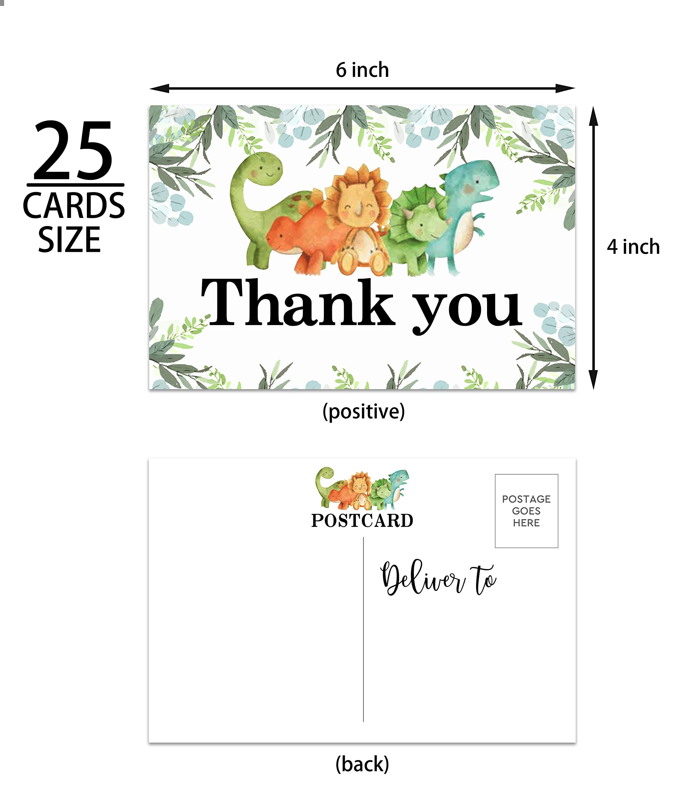 Yuansail Baby Shower Thank You Postcards, Dinosaur Theme Appreciation Post Cards, 25 cards – (bb016-ganxie)