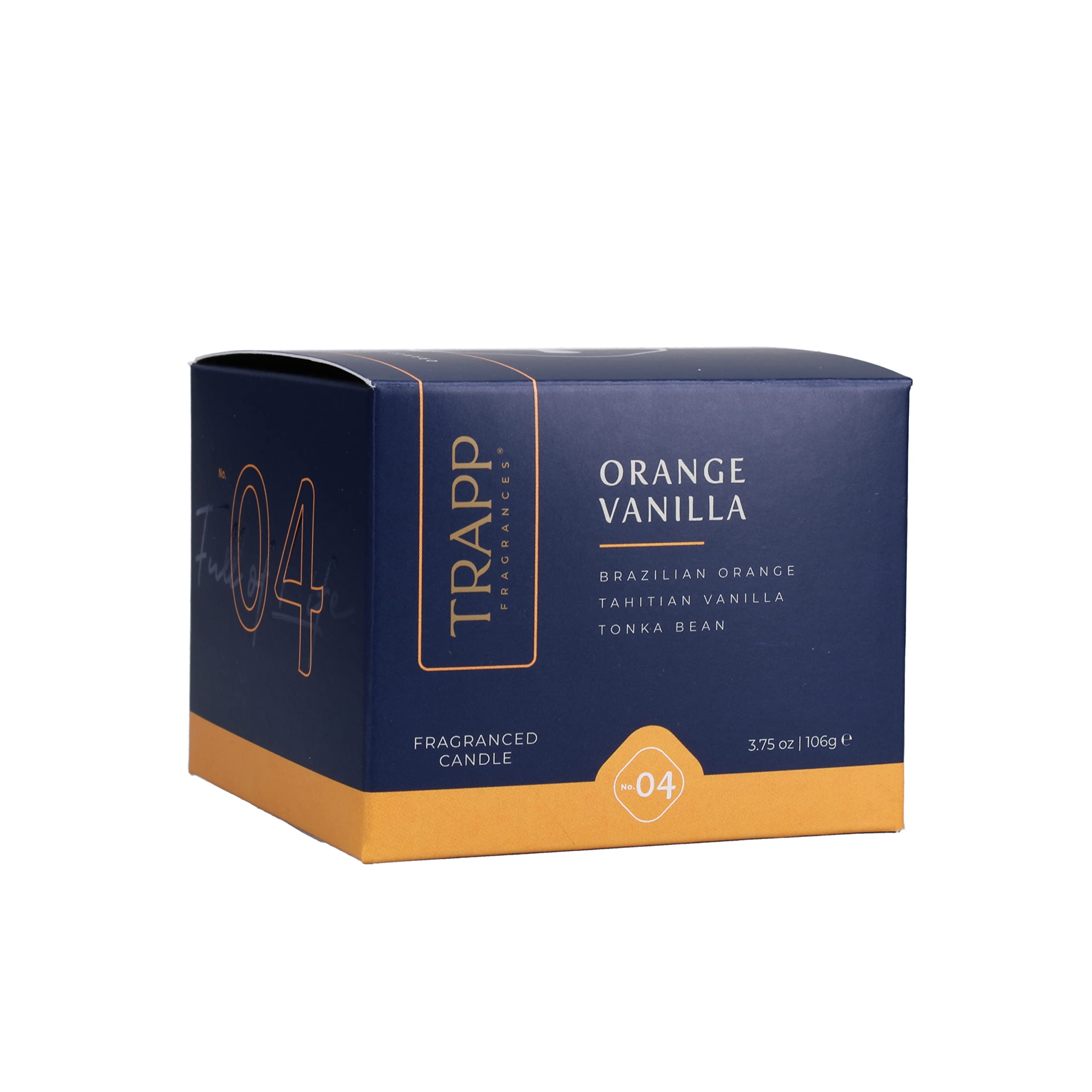 Trapp - No. 4 Orange Vanilla - 3.75 oz. Small Poured Candle - Aromatic Home Fragrance with Fruity Scent of Brazilian Orange, Tahitian Vanilla, & Tonka Bean Notes - Soy Wax Blend