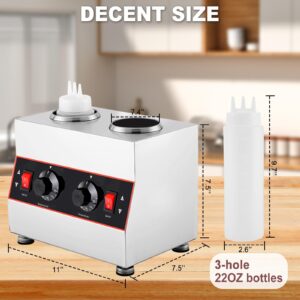 Saladulce Electric Cheese Sauce Warmer Nacho Cheese Dispenser Warmer with 22oz Bottles, Bottle Warmer for Cheese Chocolate Hot Fudge Caramel 86-185℉ 110V