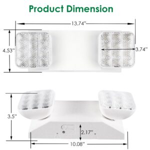 GRUENLICH LED Emergency Light, Exit Lighting Fixtures with Two LED Heads and Back-Up Batteries, UL 924 Qualified, 120-277 Voltage, 4-Pack