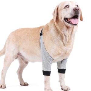 yealay dog recovery front legs sleeve soft padded dog elbow brace pet leg wounds protector dog short pants for small medium dogs (l)