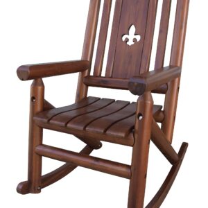 Leigh Country Amberlog Single Rocker with Fleur-De-Lis Cutout Rocking Chair, Brown