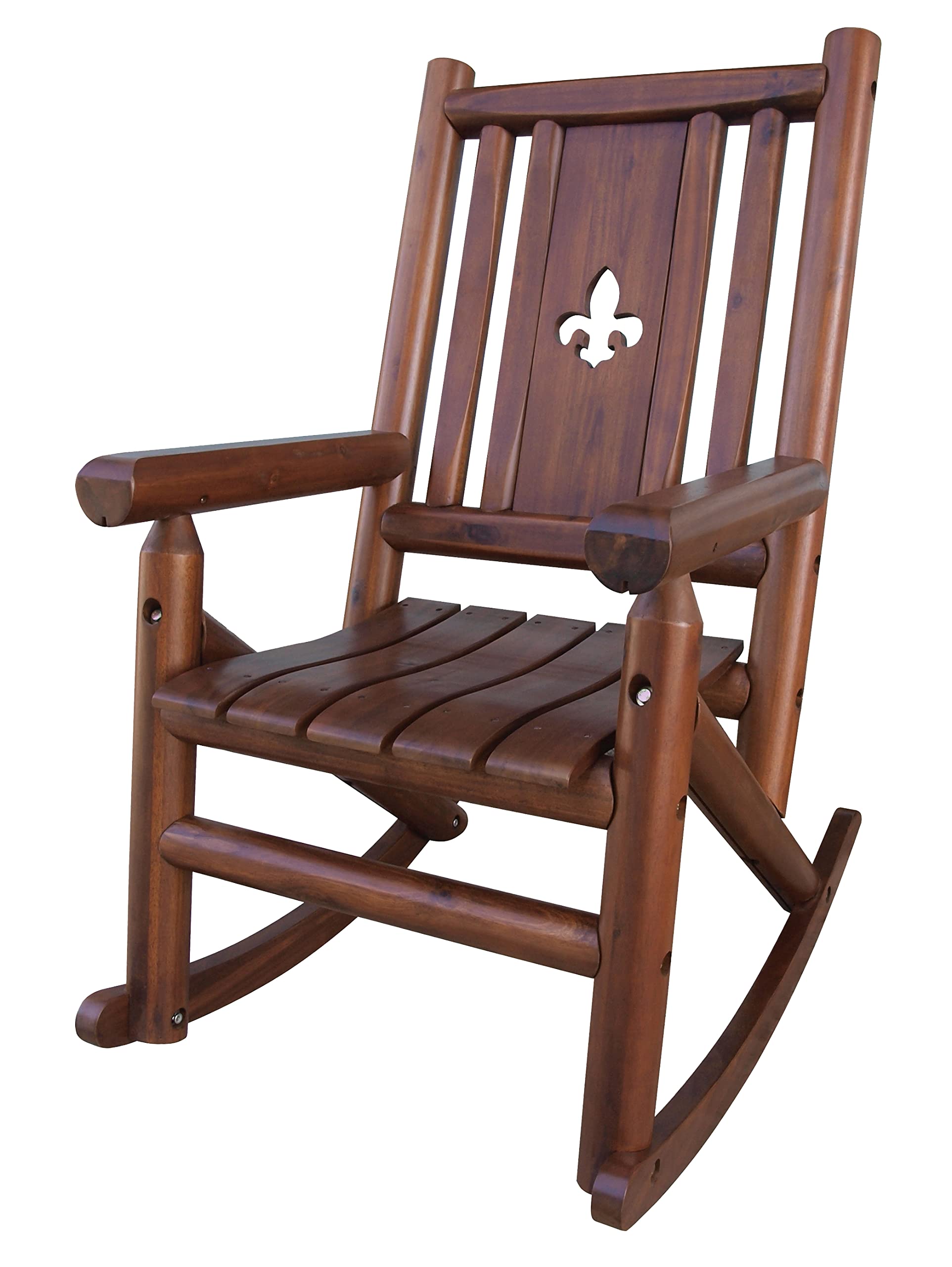 Leigh Country Amberlog Single Rocker with Fleur-De-Lis Cutout Rocking Chair, Brown