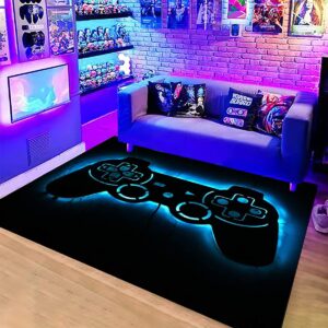 lucky&dong anime gamer rugs for bedroom boys teens printed game gamepad carpets living room mat home decor non-slip crystal floor polyester gamer decor doormats 17.5x31.5in