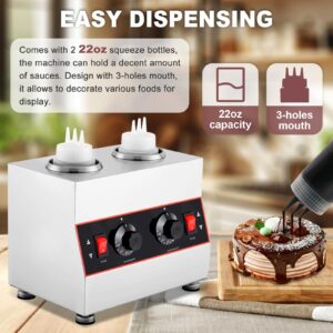 Saladulce Electric Cheese Sauce Warmer Nacho Cheese Dispenser Warmer with 22oz Bottles, Bottle Warmer for Cheese Chocolate Hot Fudge Caramel 86-185℉ 110V