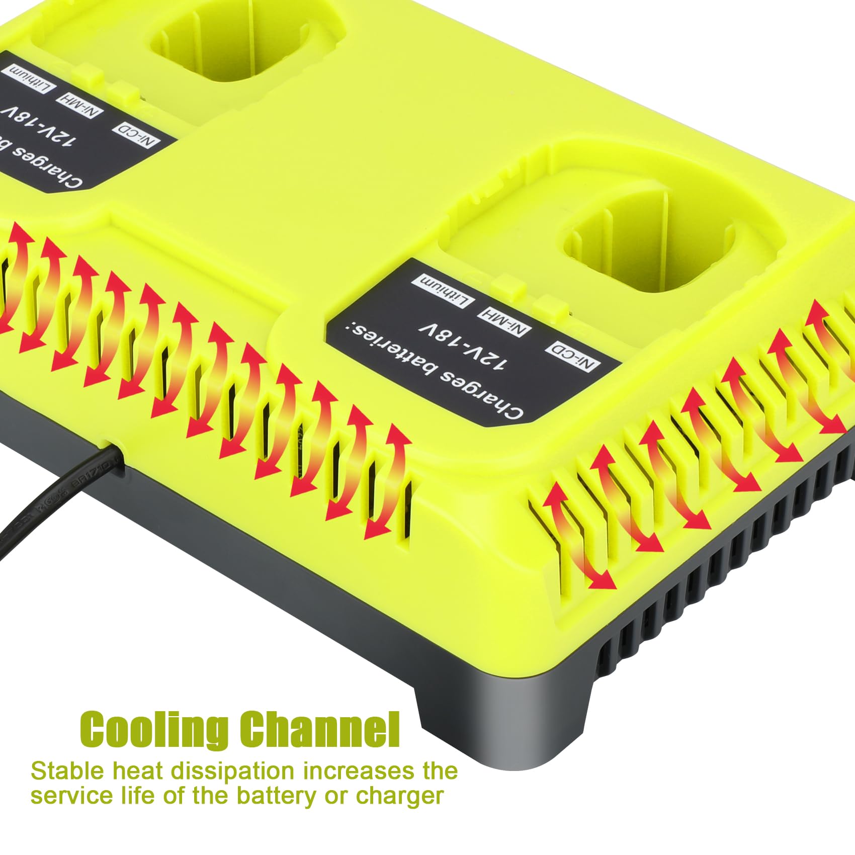 P117 Dual Slot 18V Battery Charger for Ryobi 18V Battery, Charger Replace for Ryobi Battery Charger P118, Compatible for Ryobi ONE+ Lithium NiCd NiMh Batteries