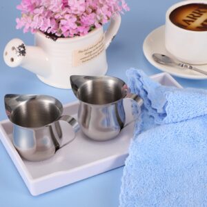 4 Pieces Creamer Pitcher Bell Shaped Creamer 3 Ounce Espresso Pouring Cup Stainless Steel Creamer Pitcher Mirror Finish Mini Stainless Steel Pitcher for Coffee Shop Restaurant Bakery Kitchen