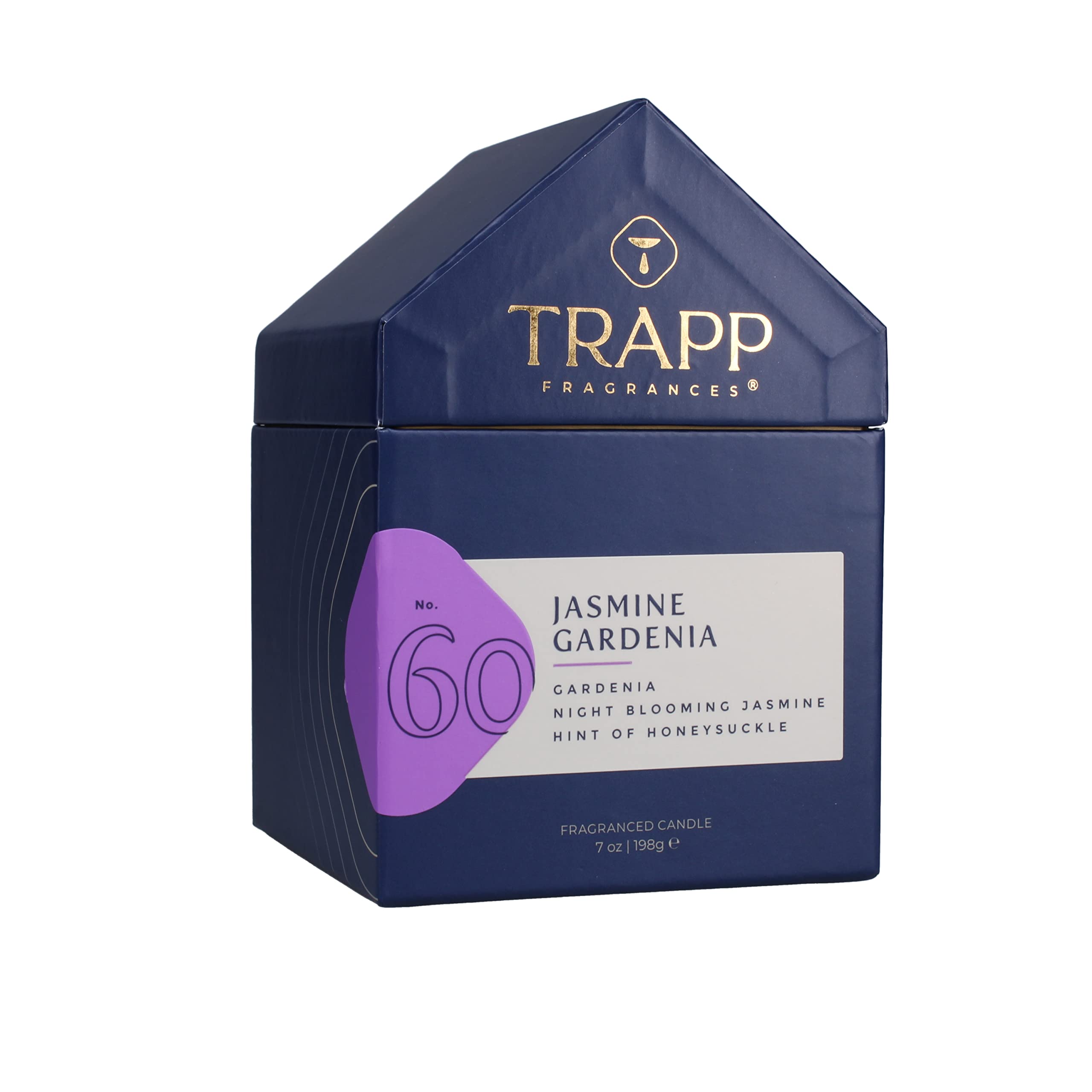 Trapp - No. 60 Jasmine Gardenia - 7 oz. House Box Candle - Aromatic Home Fragrance with Floral Scent of Gardenia, Night Blooming Jasmine, & Hint of Honeysuckle Notes - Petrolatum Wax