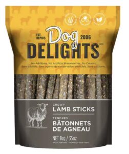 dog delights chewy lamb stick dog treats, 35 ounce