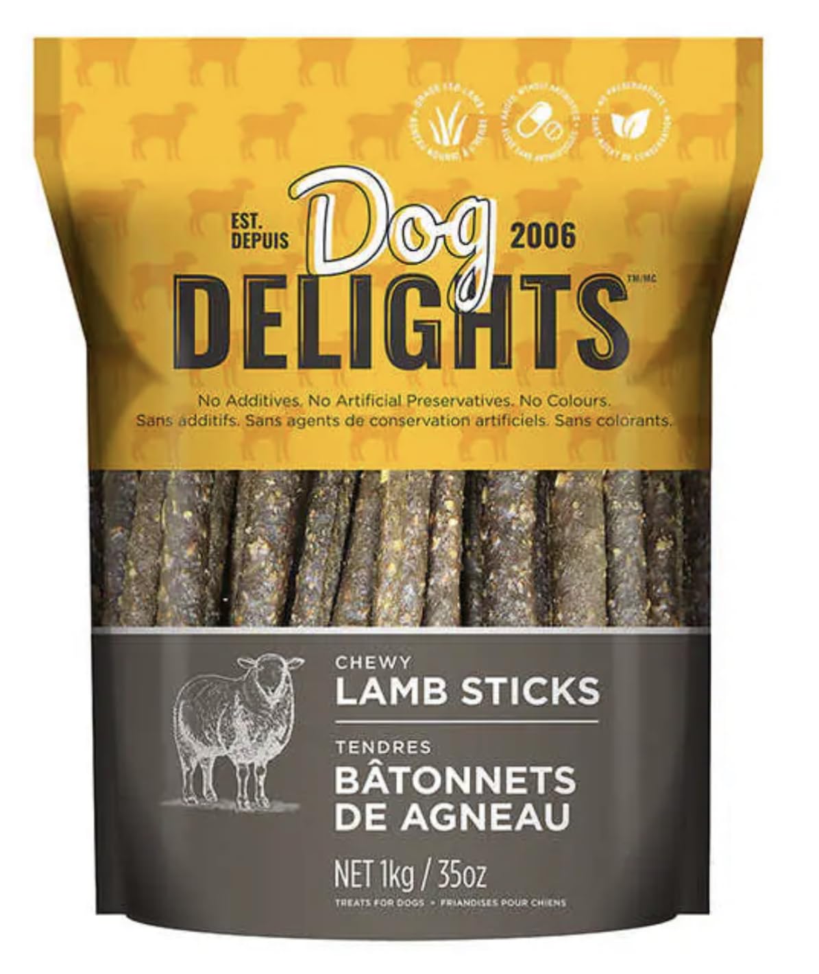 Dog Delights Chewy Lamb Stick Dog Treats, 35 Ounce