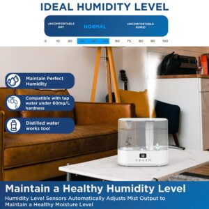 Westinghouse Humidifier and Air Purifier all in one combo with Smart Humidity Sensor Control for Bedrooms with Essential Oil Diffuser and Remote, White