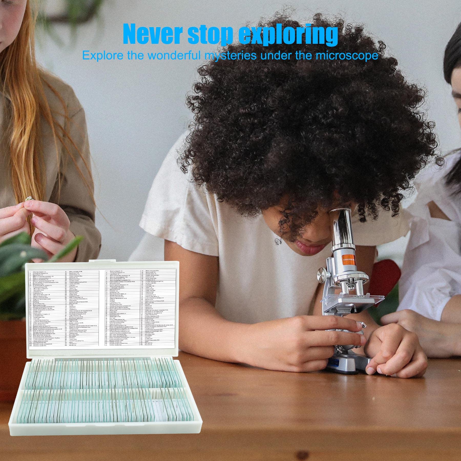 Microscope Slides, 100 Pcs Prepared Microscope Slides with Specimens for Kids Home School Class Learning