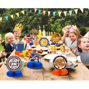 LINGXIU 10 Pieces Dart War Party Decorations Nerf Dart War Gun Party Honeycomb Centerpieces Birthday Party Table Toppers Double RZ0037 0