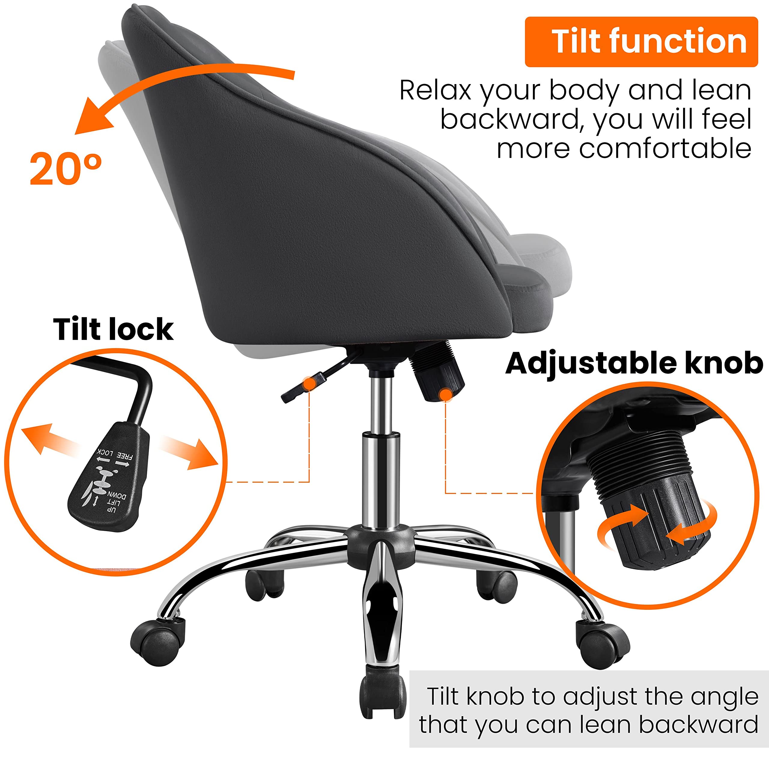 Yaheetech Office Chair Height Adjustable Mid Back Chair Swivel Large Seat Chairs Desk Chair Computer Chair on Wheels with Armrests