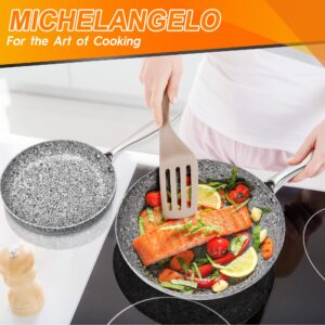 MICHELANGELO Stone Frying Pans Set 10 Inch & 12 Inch, Nonstick Frying Pans with 100% APEO & PFOA-Free Stone Non Stick Coating, Granite Skillet Set, Nonstick Skillets 2 Pcs