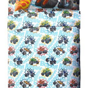 Jay Franco Blaze and The Monster Machines Off to The Races Twin Size Sheet Set - 3 Piece Set Super Soft and Cozy Kid’s Bedding - Fade Resistant Microfiber Sheets (Official Blaze Product)