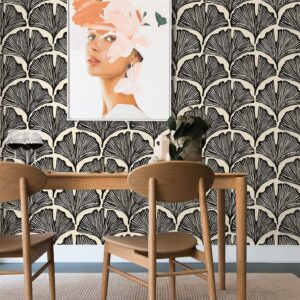 Tempaper x Novogratz Zebra Black Feather Palm Removable Peel and Stick Wallpaper, 20.5 in X 16.5 ft, Made in The USA