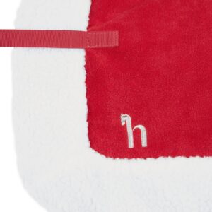 HORZE Santa Christmas Fleece Horse Quarter Sheet Riding Blanket with Faux Fur - Red - Pony