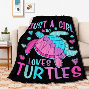 sea turtle blanket just girl who loves turtles soft blankets and throws flannel cozy lightweight quilt gift perfect for bed sofa couch-50 x40 small for kids