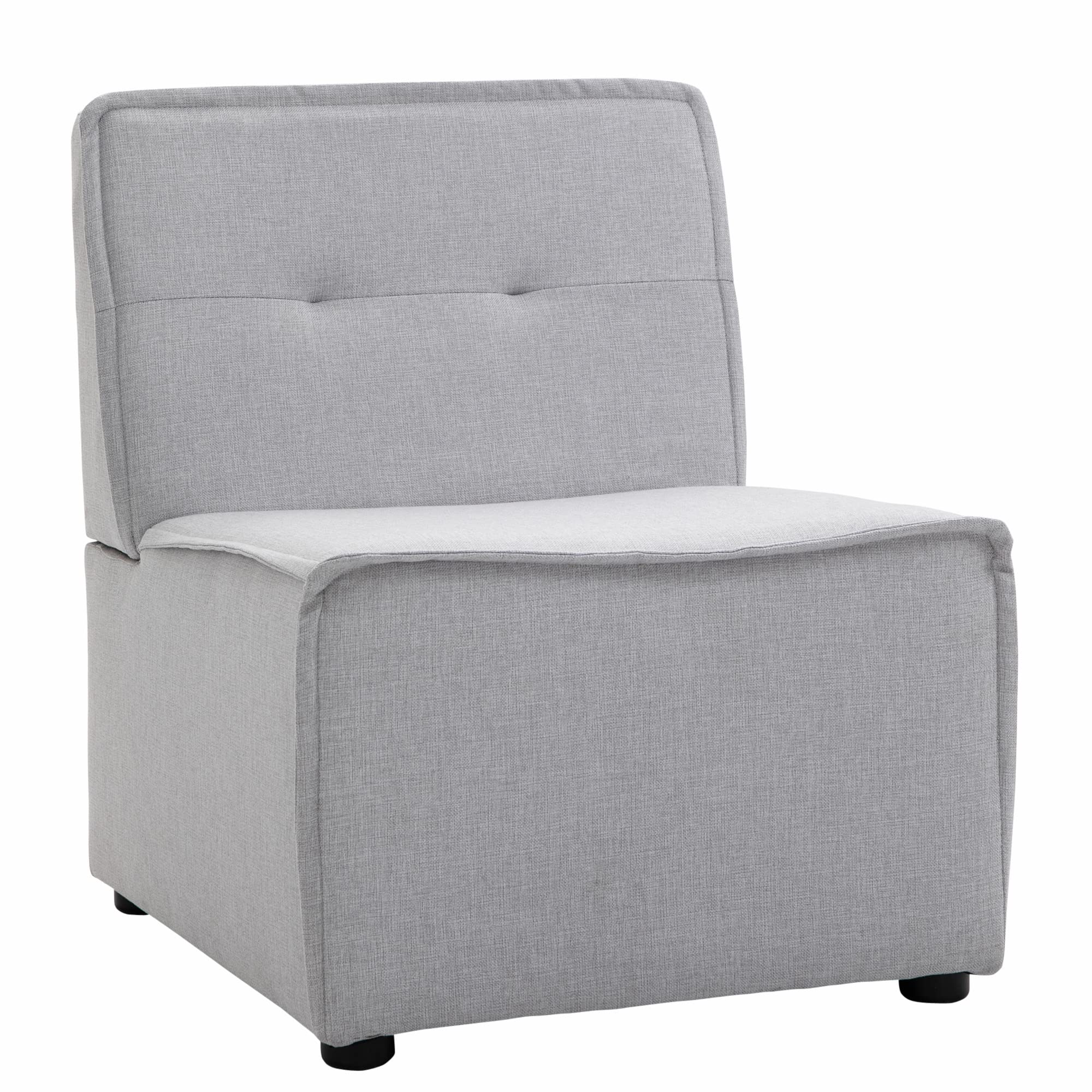 HOMCOM Modern Modular Accent Chair, Armless Fabric Sectional Sofa for Living Room or Bedroom, Grey