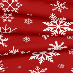 Snowflake Bedding Christmas Duvet Cover Set White Snowflake Red Christmas Printed Xmas Festival Bedding Set King 1 Duvet Cover 2 Pillowcases (King, Snowflake)