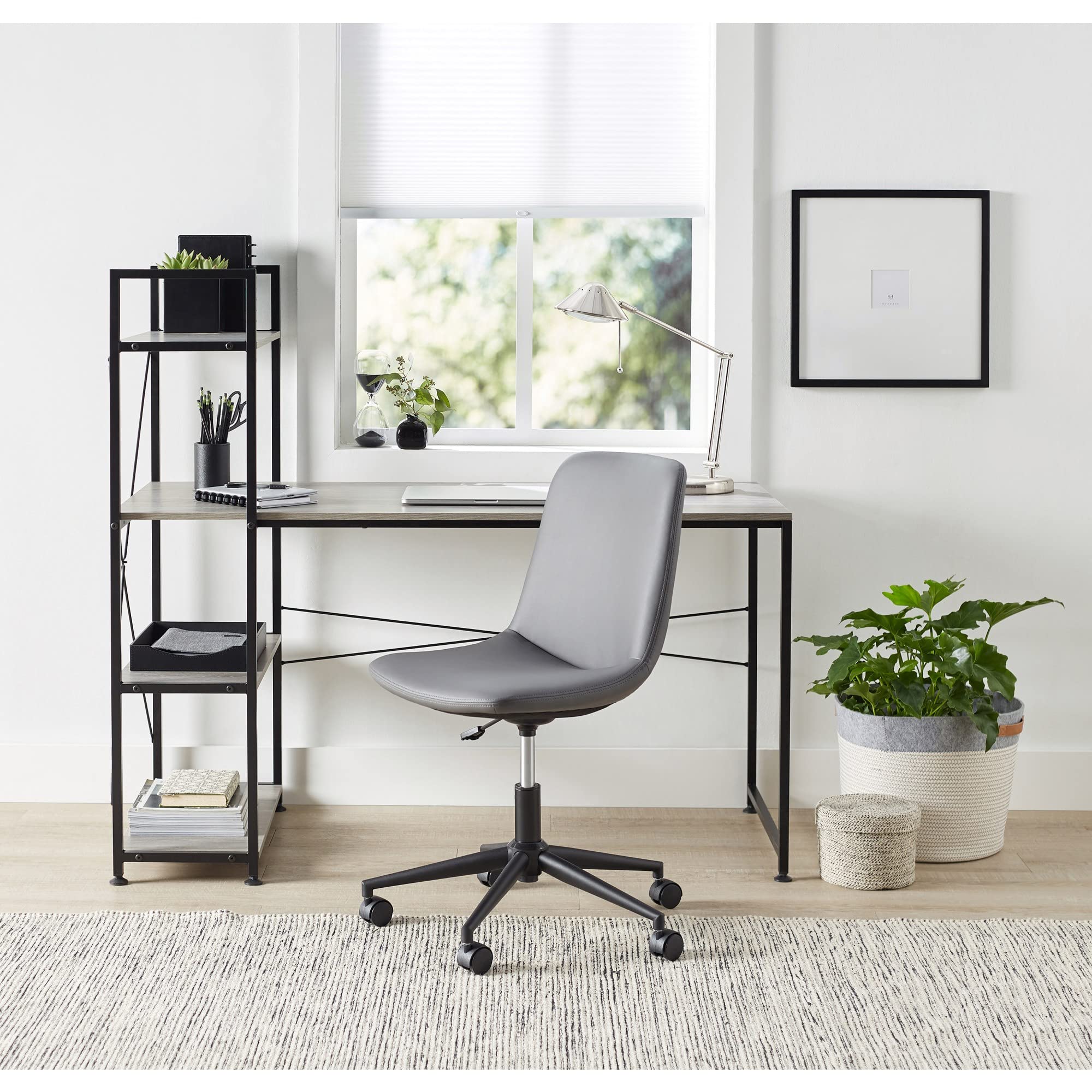 Realspace® Trazer 56"W Computer Desk With Storage Shelves, Gray