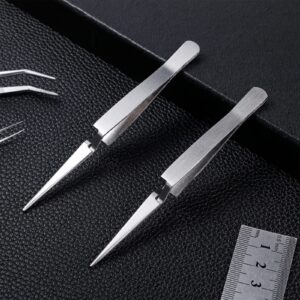 Minatee 3 Pieces Reverse Tweezers Locking Tweezers for Crafting Cross Locking Electronics Tweezers Reverse Action Forceps Reverse Tension Tweezers Stainless Steel Craft Jewelry Electronics Laboratory