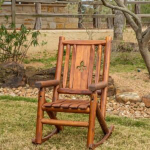 Leigh Country Amberlog Single Rocker with Fleur-De-Lis Cutout Rocking Chair, Brown