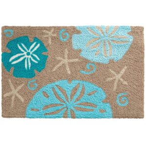 aqua sand dollars on gray jellybean accent rug beach themed rug 20"x30" doormat