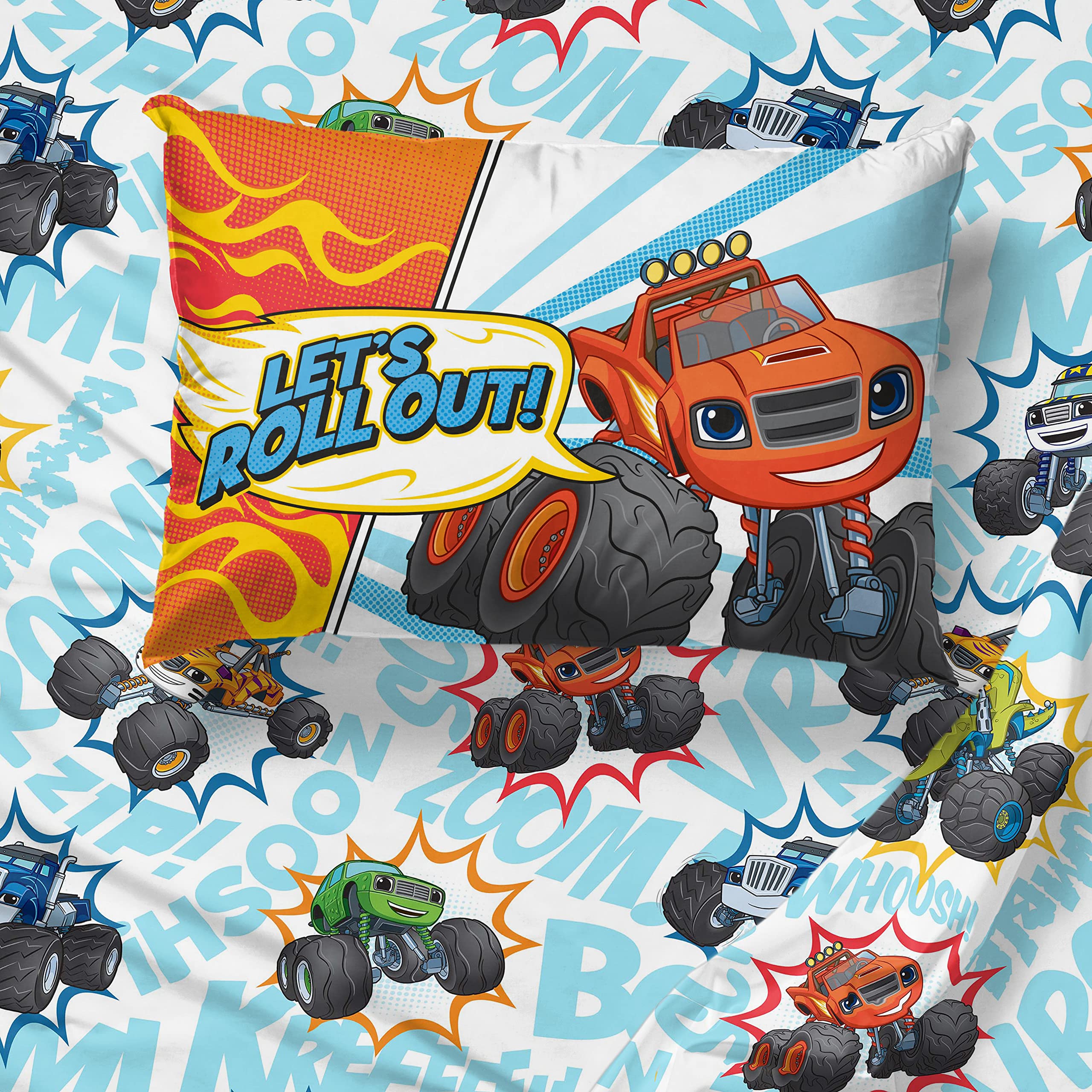 Jay Franco Blaze and The Monster Machines Off to The Races Twin Size Sheet Set - 3 Piece Set Super Soft and Cozy Kid’s Bedding - Fade Resistant Microfiber Sheets (Official Blaze Product)