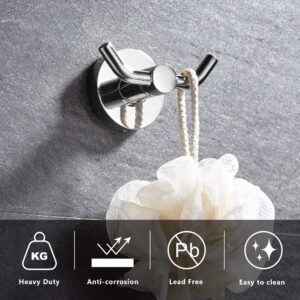 MARMOLUX ACC - 2pack Chrome Bathroom Hooks for Towels | Modern Double Towel Hook Design Ideal for use as Robe & Towel Hooks, Shower Wall Hooks or Kitchen Hooks - Over Door Hooks - Adhesive Hooks