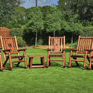 Leigh Country Amberlog Single Rocker with Fleur-De-Lis Cutout Rocking Chair, Brown