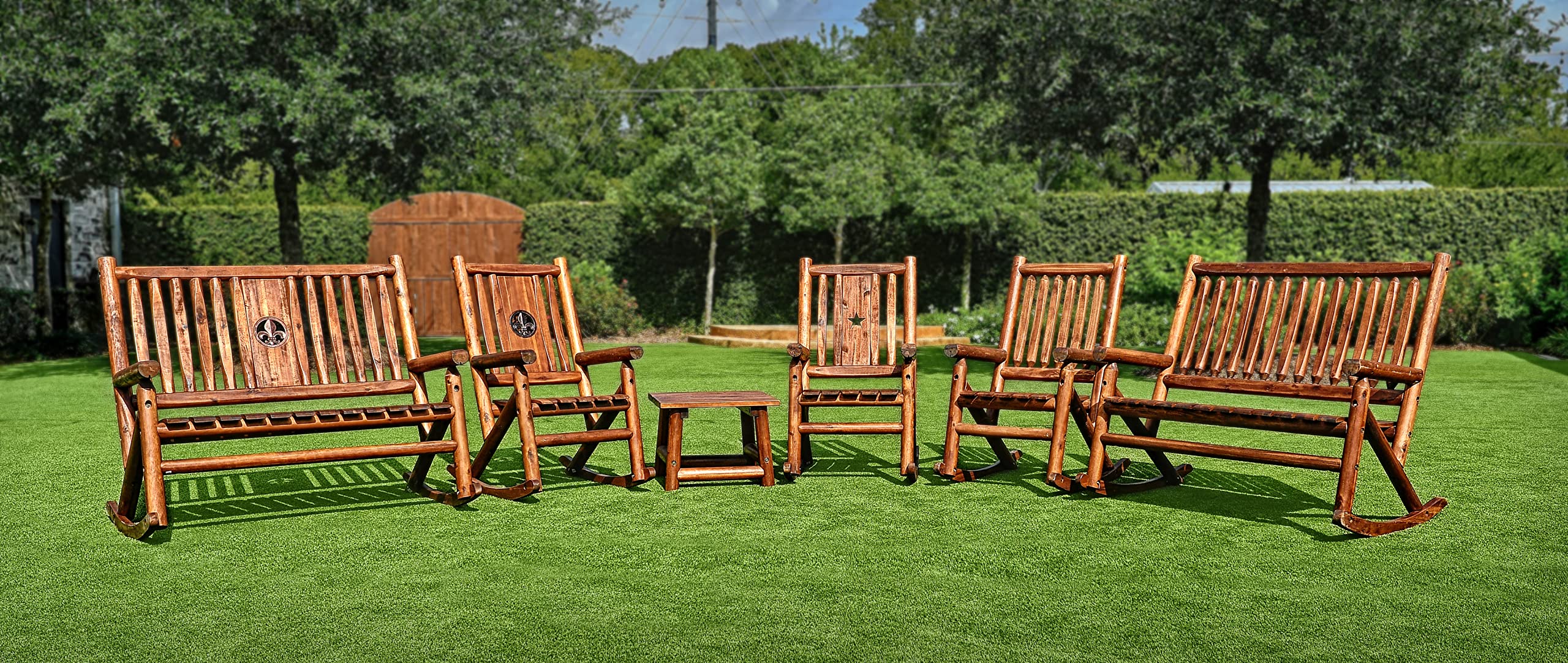 Leigh Country Amberlog Single Rocker with Fleur-De-Lis Cutout Rocking Chair, Brown