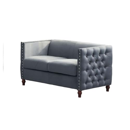 Kingway Furniture Avin Velvet Nail Head Livingroom Loveseat in Gray