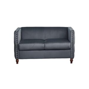 Kingway Furniture Avin Velvet Nail Head Livingroom Loveseat in Gray