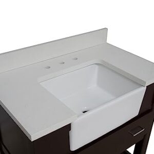 Charlotte 36-inch Farmhouse Bathroom Vanity (Quartz/Chocolate): Includes Chocolate Cabinet with Stunning Quartz Countertop and White Ceramic Apron Sink