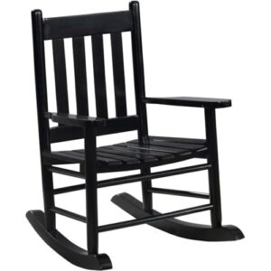 pemberly row transitional wood slat back youth rocking chair in black