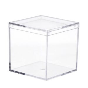 teensery 4 pcs clear plastic cube box small square storage container with lid for beads candy jewelry small items, 45x45x45mm